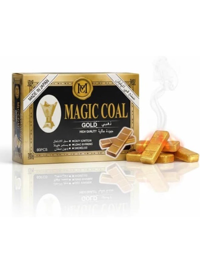 Magic Coal For incense Burner Bakhoor Charcoal - Easy Ignition - (60 Pcs) Gold - Image 2
